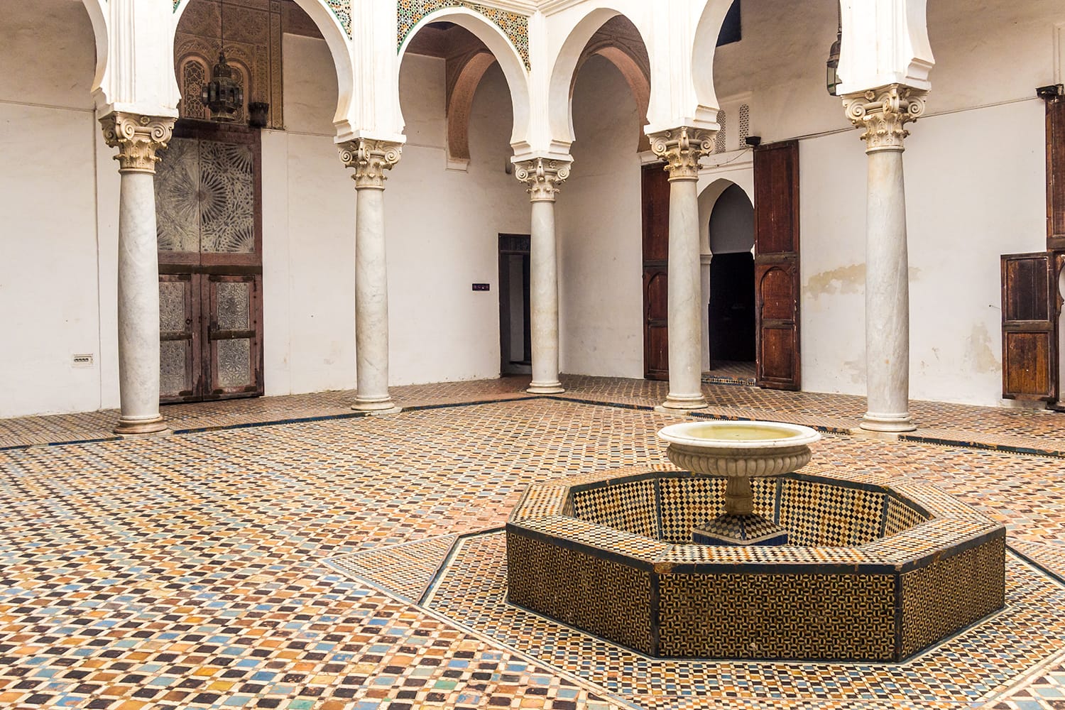 Courtyard interior of the Palace of the Kasbah in the Tangier's medina