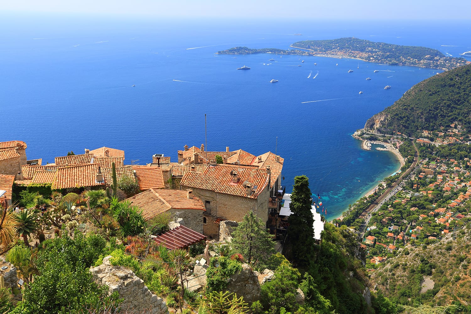 Eze village and Mediterranean Sea, French Riviera, France