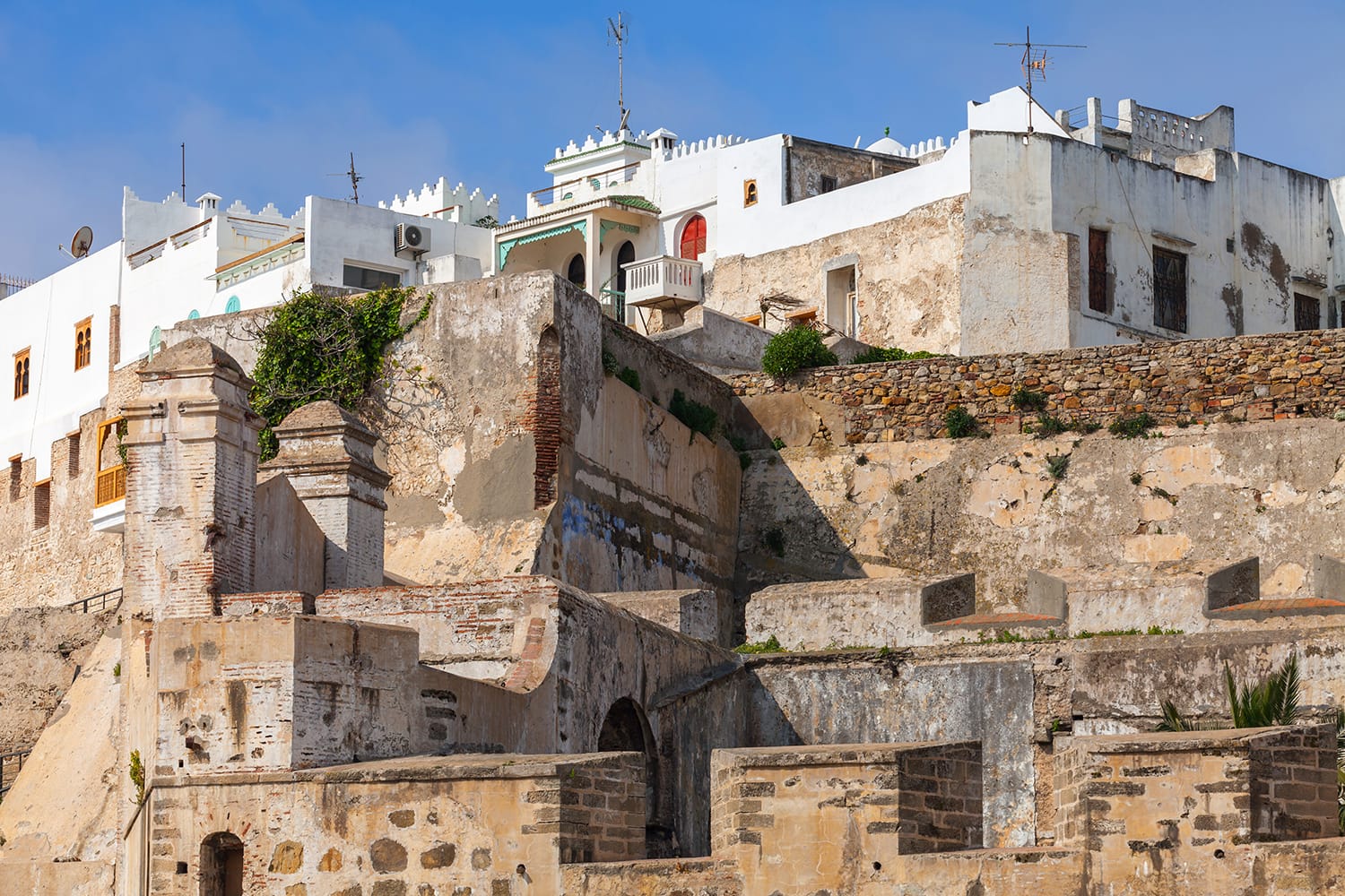 Ancient fortress and living houses in Medina, old Tangier, Morocco