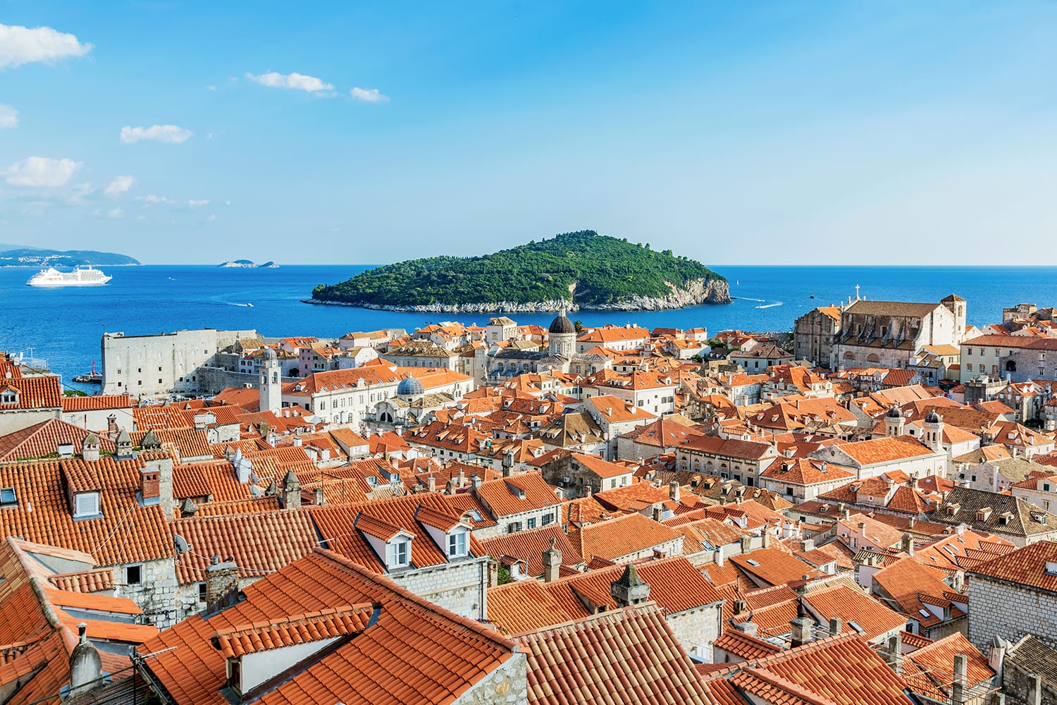 View of Dubrovnik old town and Lokrum island