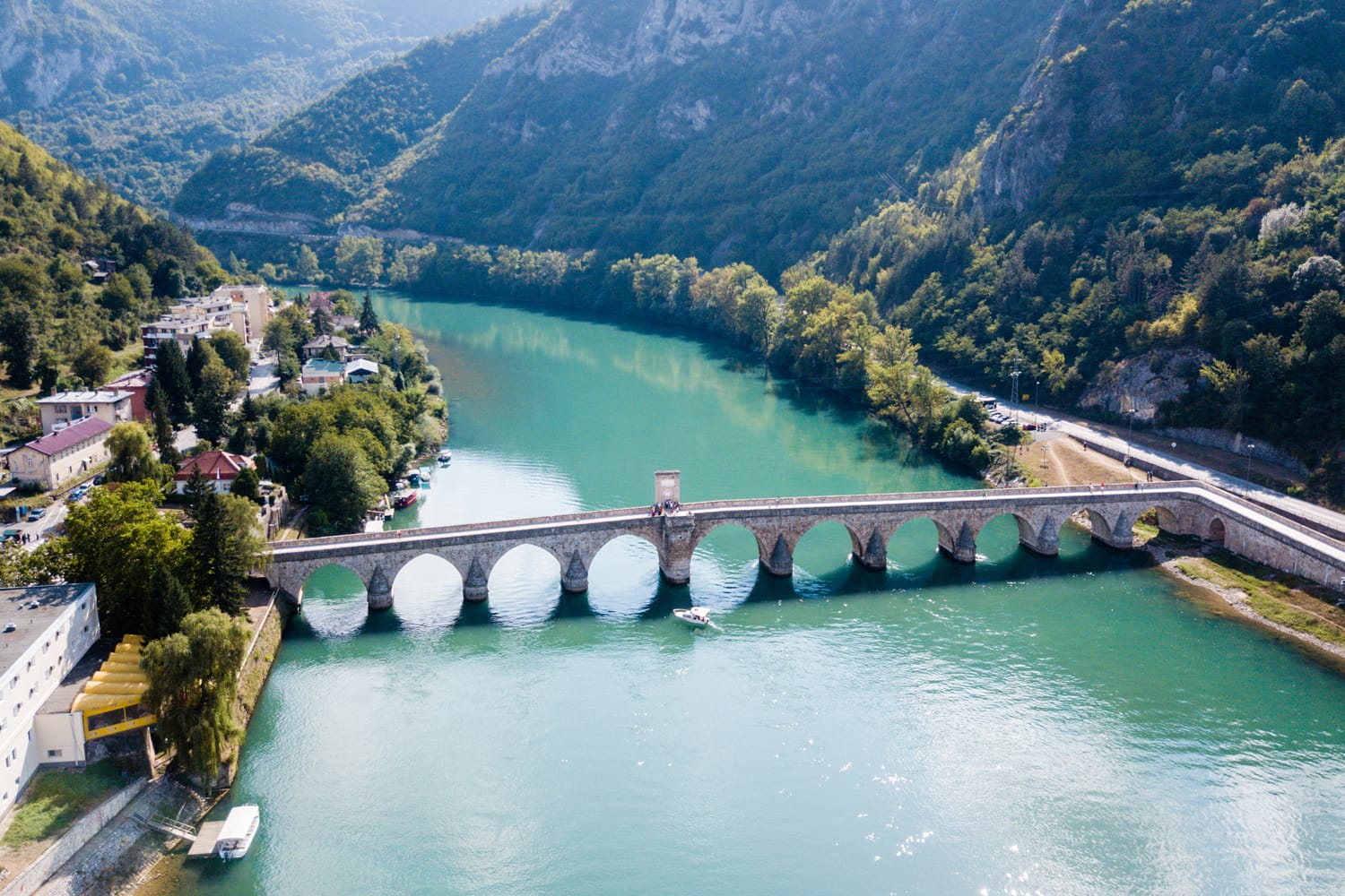 The Mehmed Pasha Sokolovic Bridge is a historic bridge in Visegrad, over the Drina River in eastern Bosnia and Herzegovina.