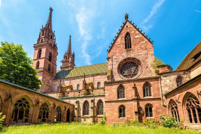 View of the Basel Minster Cathedral in Switzerland