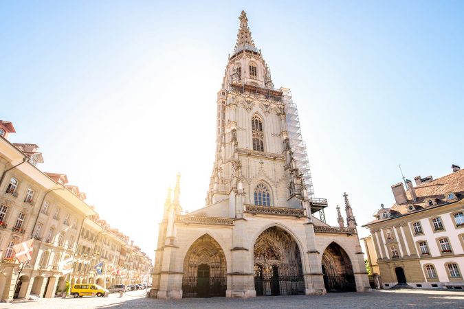 Munster church in the center of Bern old town in Switzerland