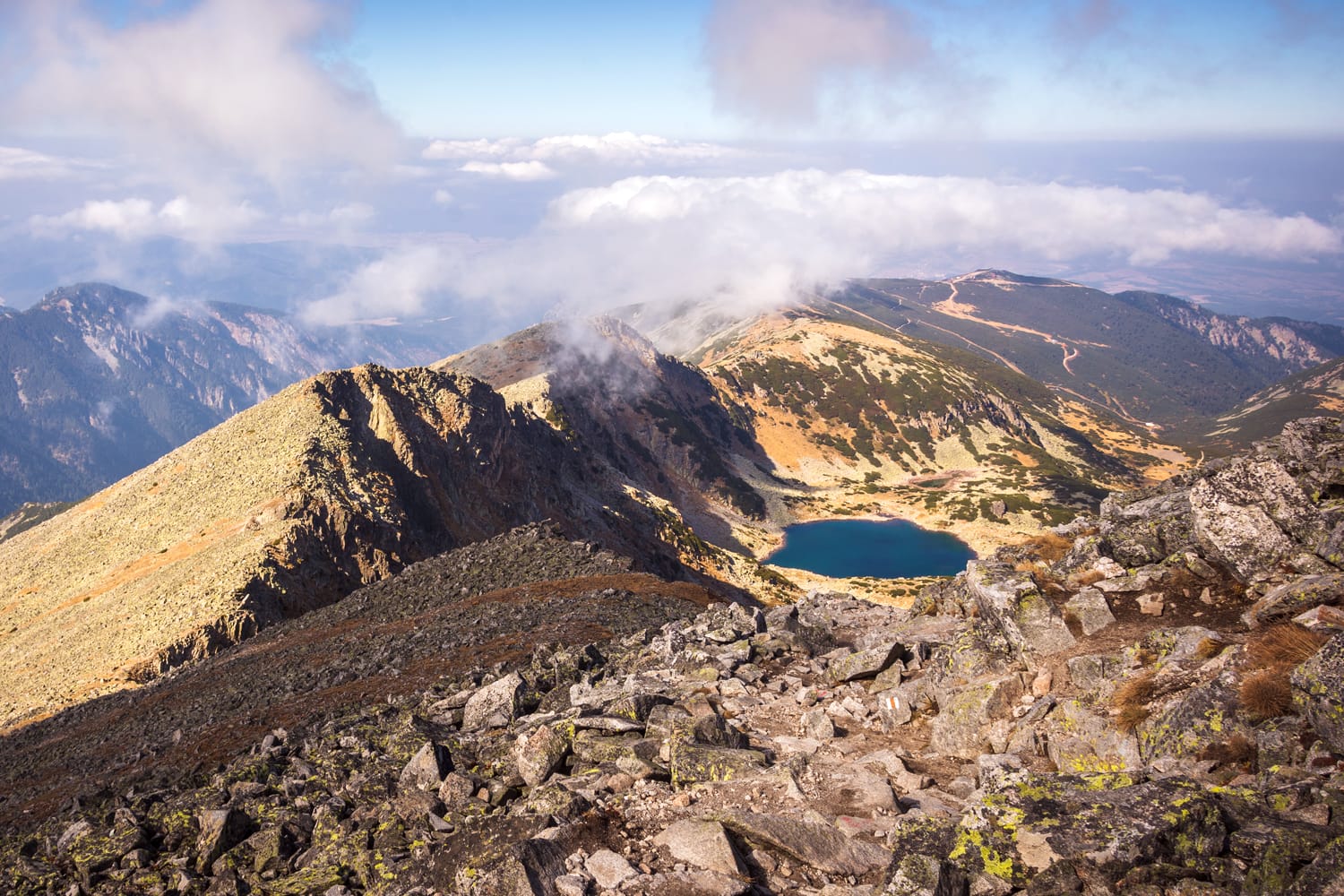 Breathtaking view of Rila mountain in Bulgaria with highest peak on Balkan "Musala" at 2925m. Rila lakes and surrounding with good weather.