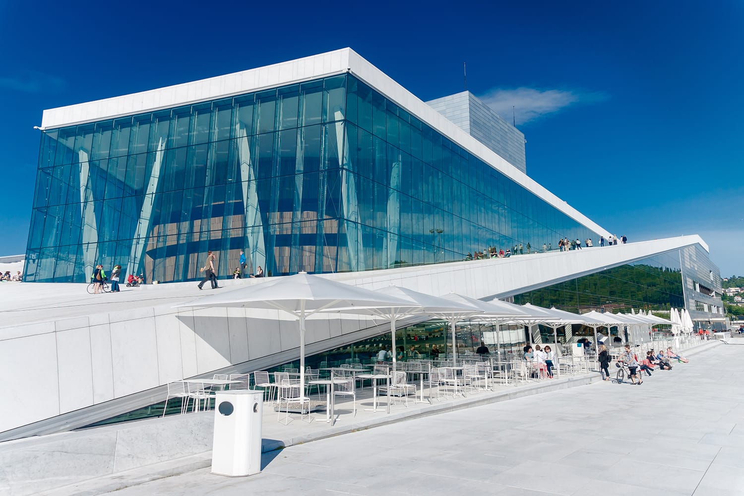 View on a side of the National Oslo Opera House in Oslo, Norway