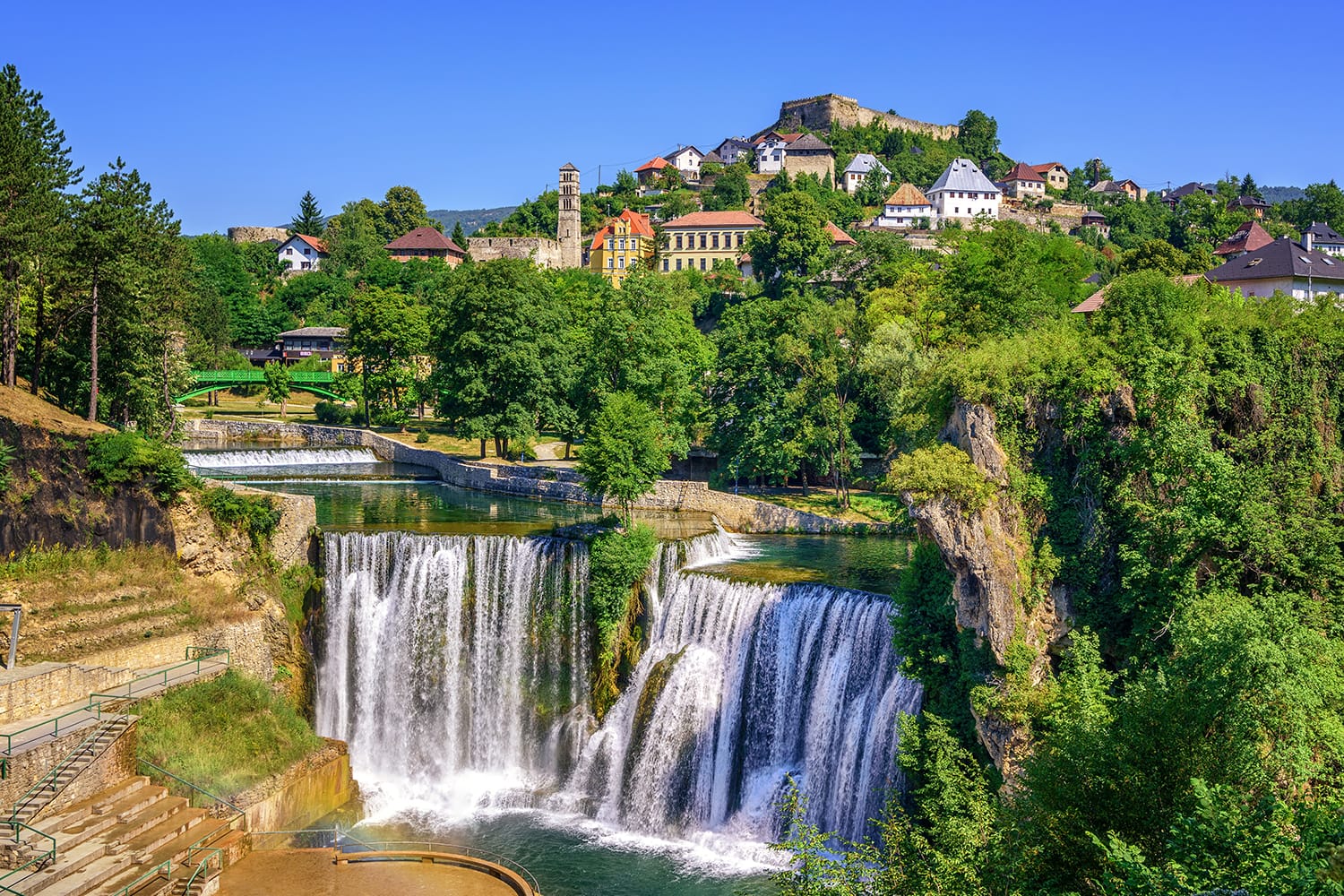Jajce town in Bosnia and Herzegovina, famous for the beautiful Pliva waterfall