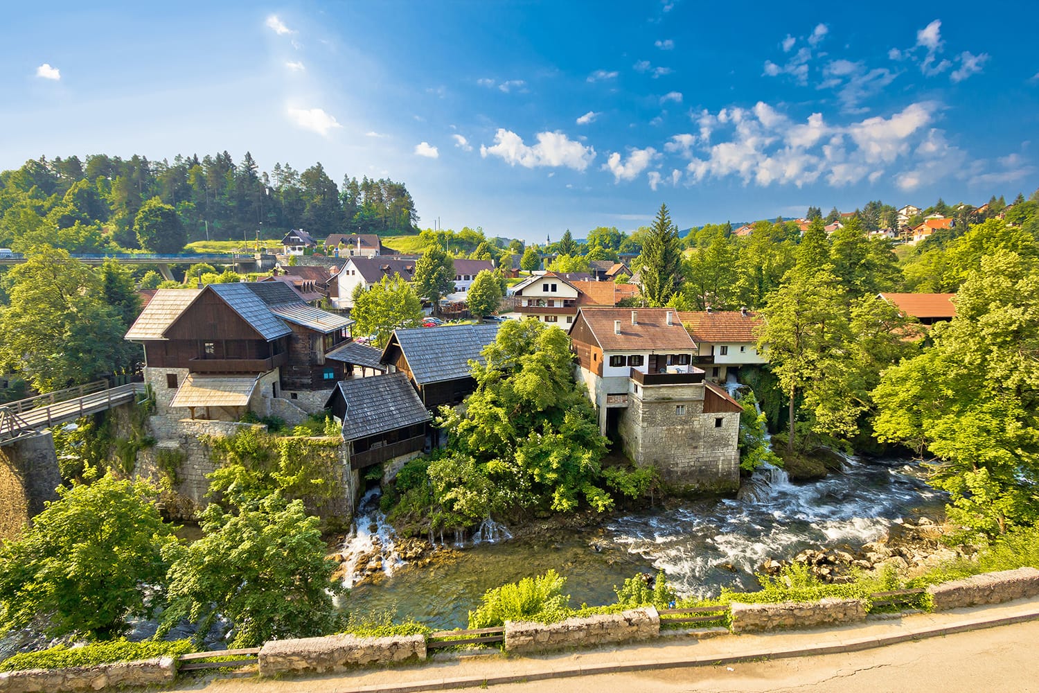 Rastoke village in green nature on Korana river, Croatia