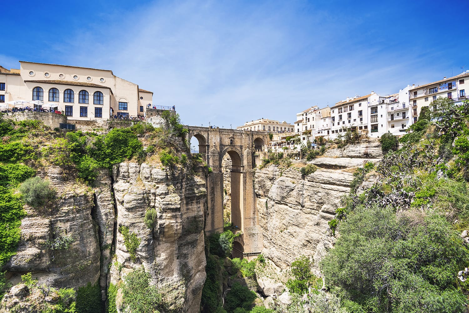View of Ronda village, one of the famous white villages (Pueblos Blancos) of Andalucia, Spain