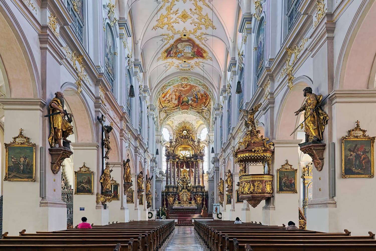 Interior of St. Peter's Church (Alter Peter) in Munich, Germany