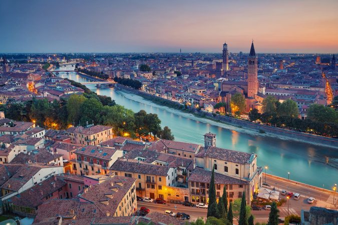 Sunset over Verona, Italy