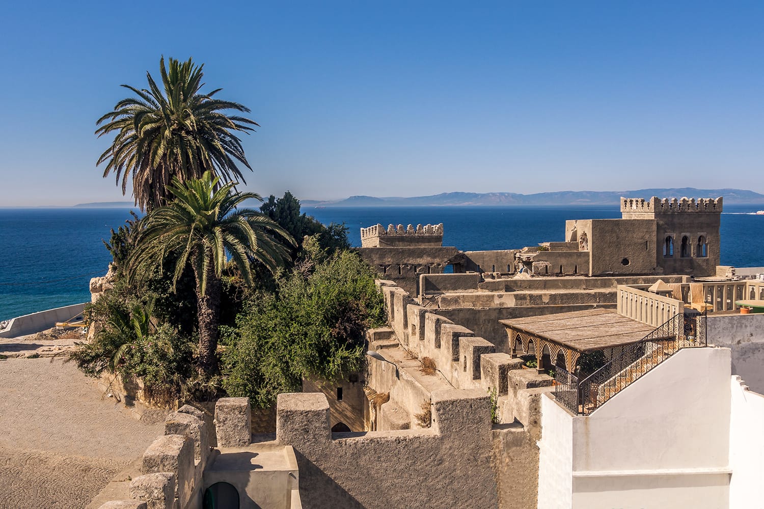 The old medina of Tangier, Morocco, facing the Strait of Gibraltar and the Spanish coast.