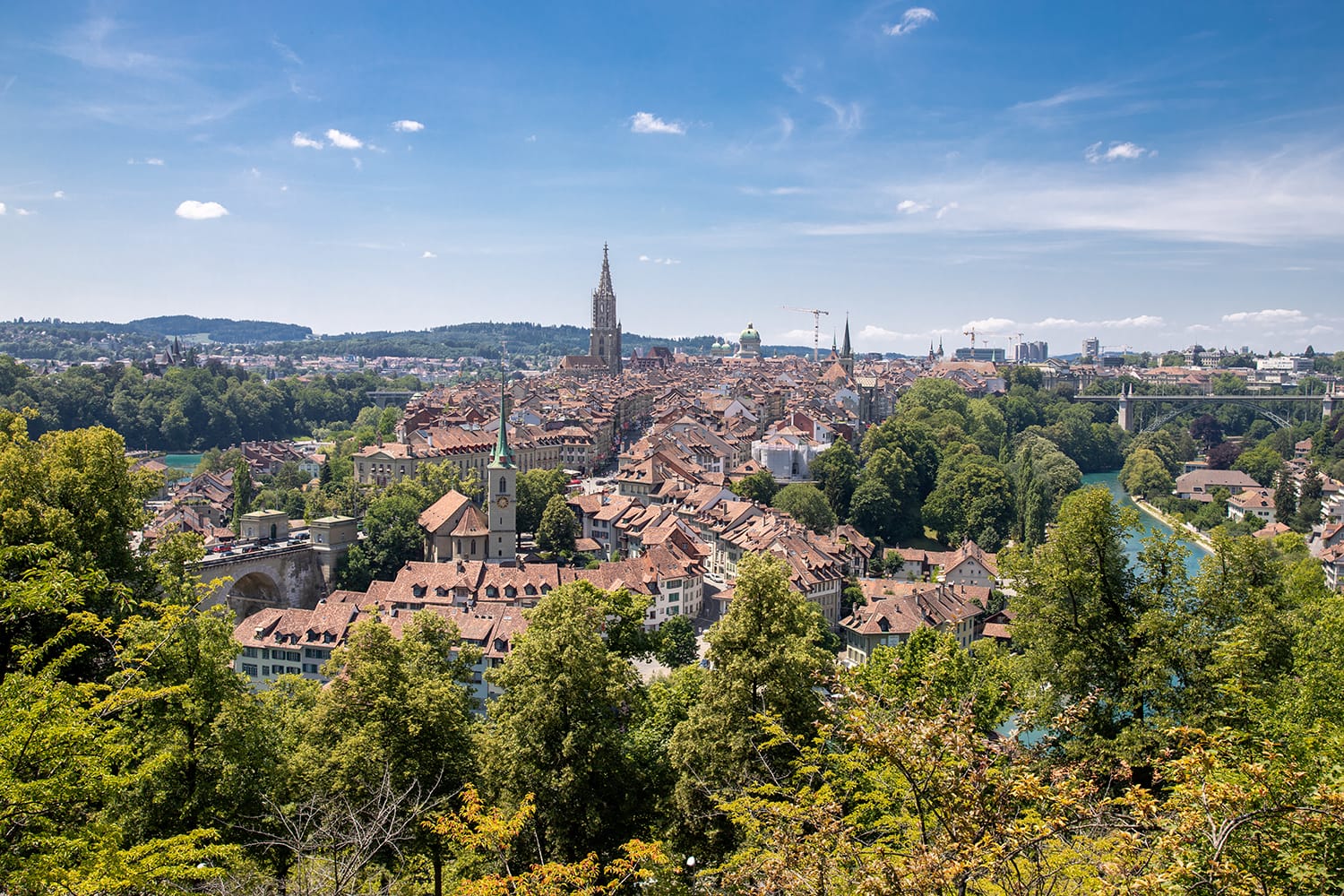 Panorama view of Bern old town from rose garden, Switzerland