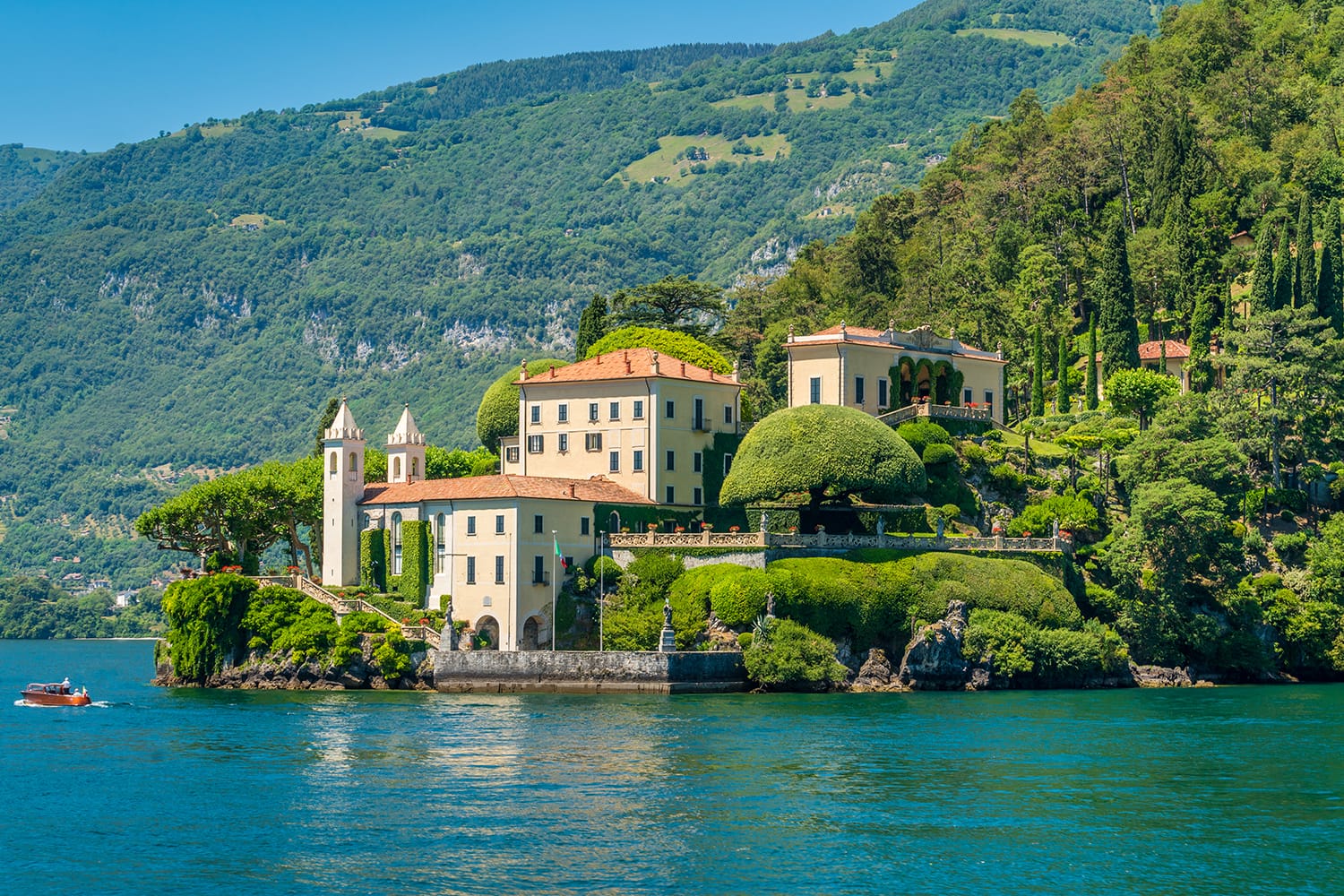 Villa del Balbianello, famous villa in the comune of Lenno, overlooking Lake Como. Lombardy, Italy.