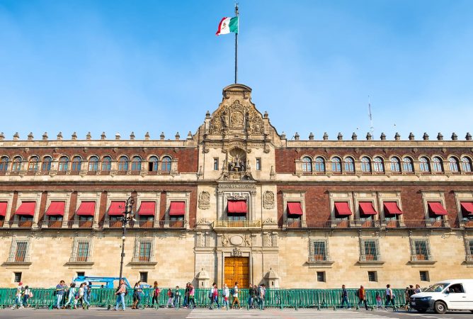 The National Palace next to the Zocalo in Mexico City