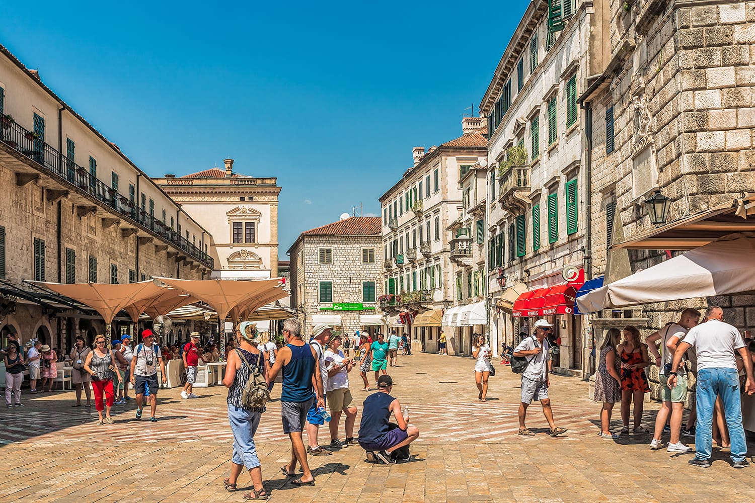 View of the Arms Square in the Old Town of Kotor, Montenegro