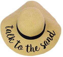 C.C Women’s Paper Weaved Embroidered Quote Beach Hat