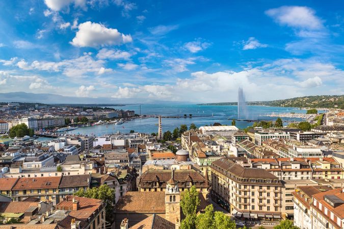 Aerial view of Geneva in Switzerland