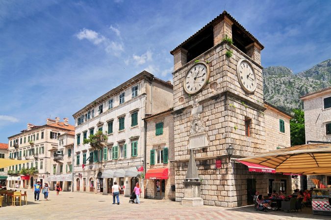 Clock Tower inside Stari Grad. Kotor Montenegro.
