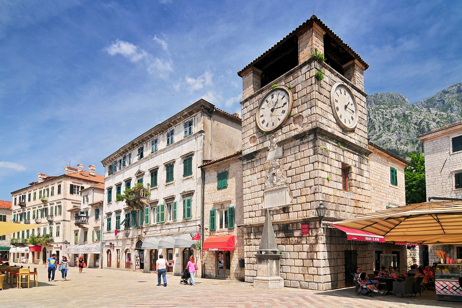 Clock Tower inside Stari Grad. Kotor Montenegro.