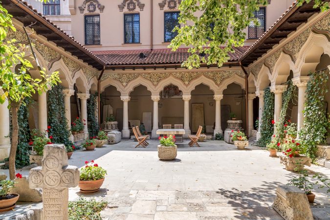 Courtyard of Stavropoleos church, one of the oldest churches in Bucharest
