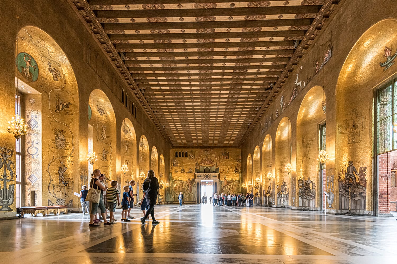 Main entrance of the Golden Hall in Stockholm City Hall. The balls after the Nobel Banquet are held here.