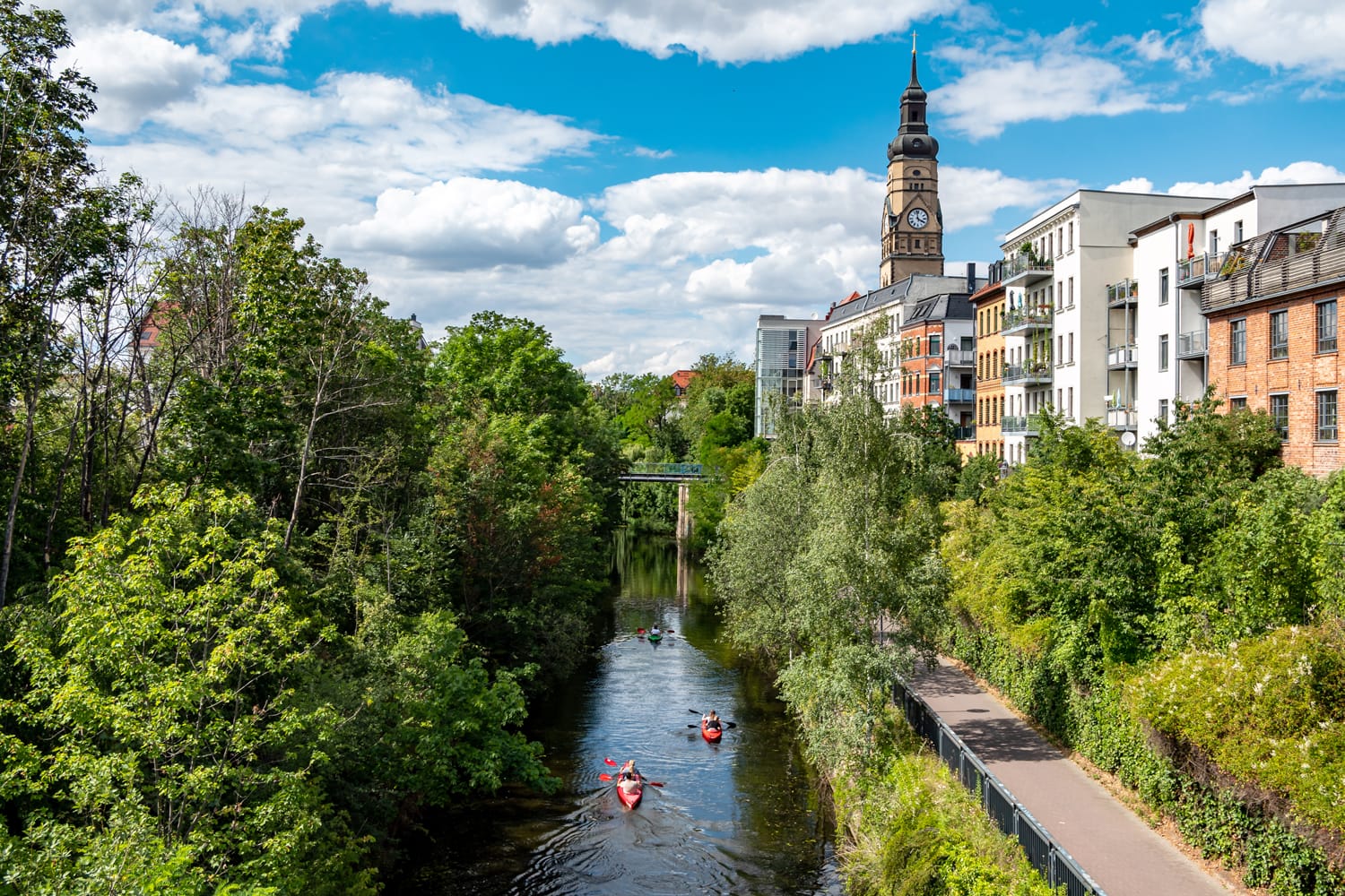 Karl Heine Canal in the Plagwitz district in Leipzig, Germany