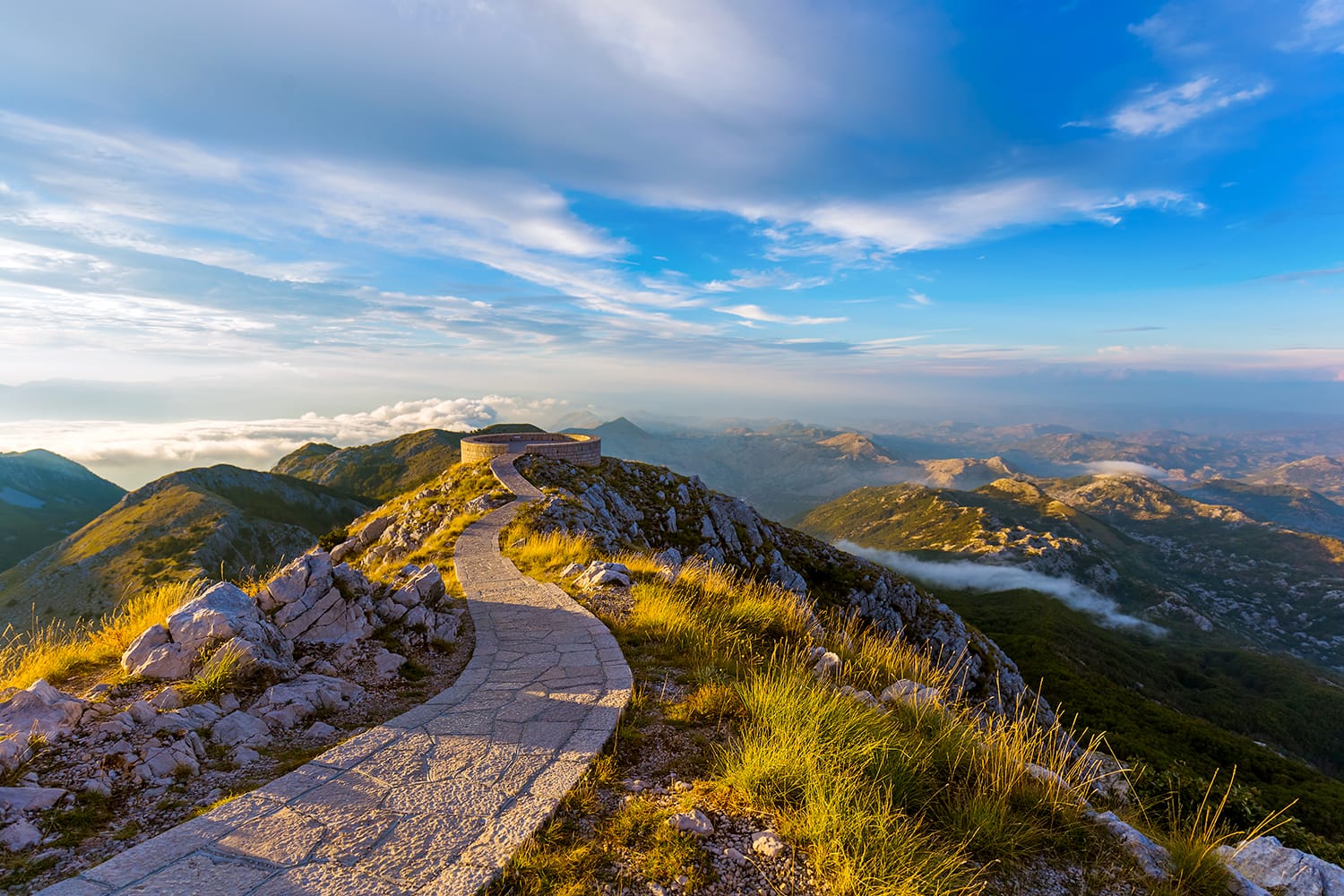 Lovcen Mountains National park at sunset in Montenegro