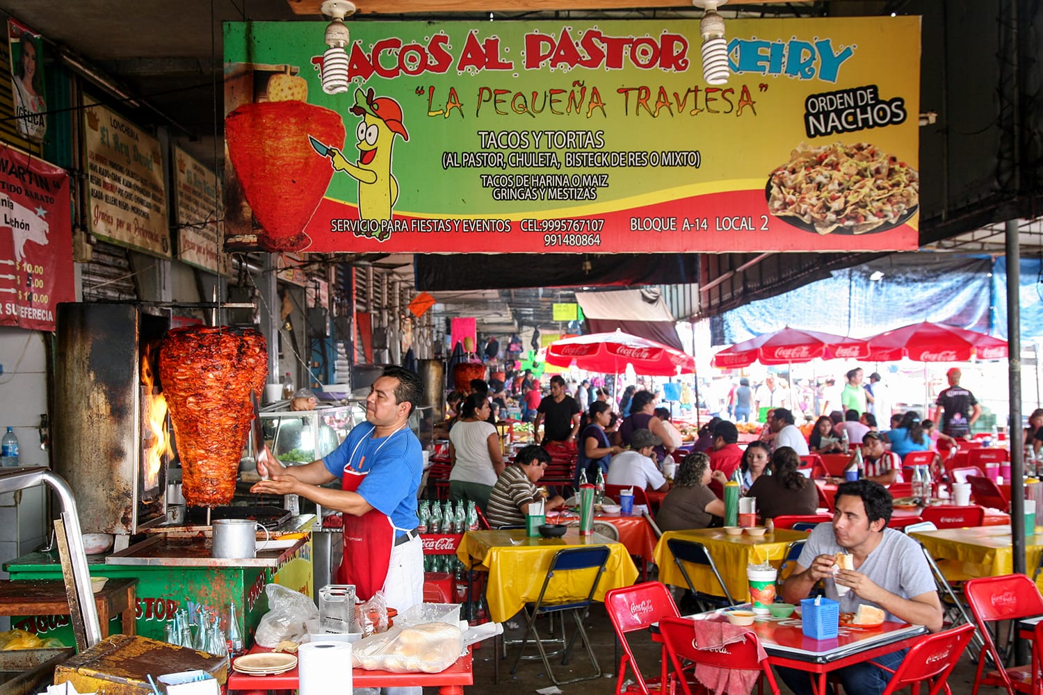 Taco stall at the local market in Merida, Yucatan, Mexico
