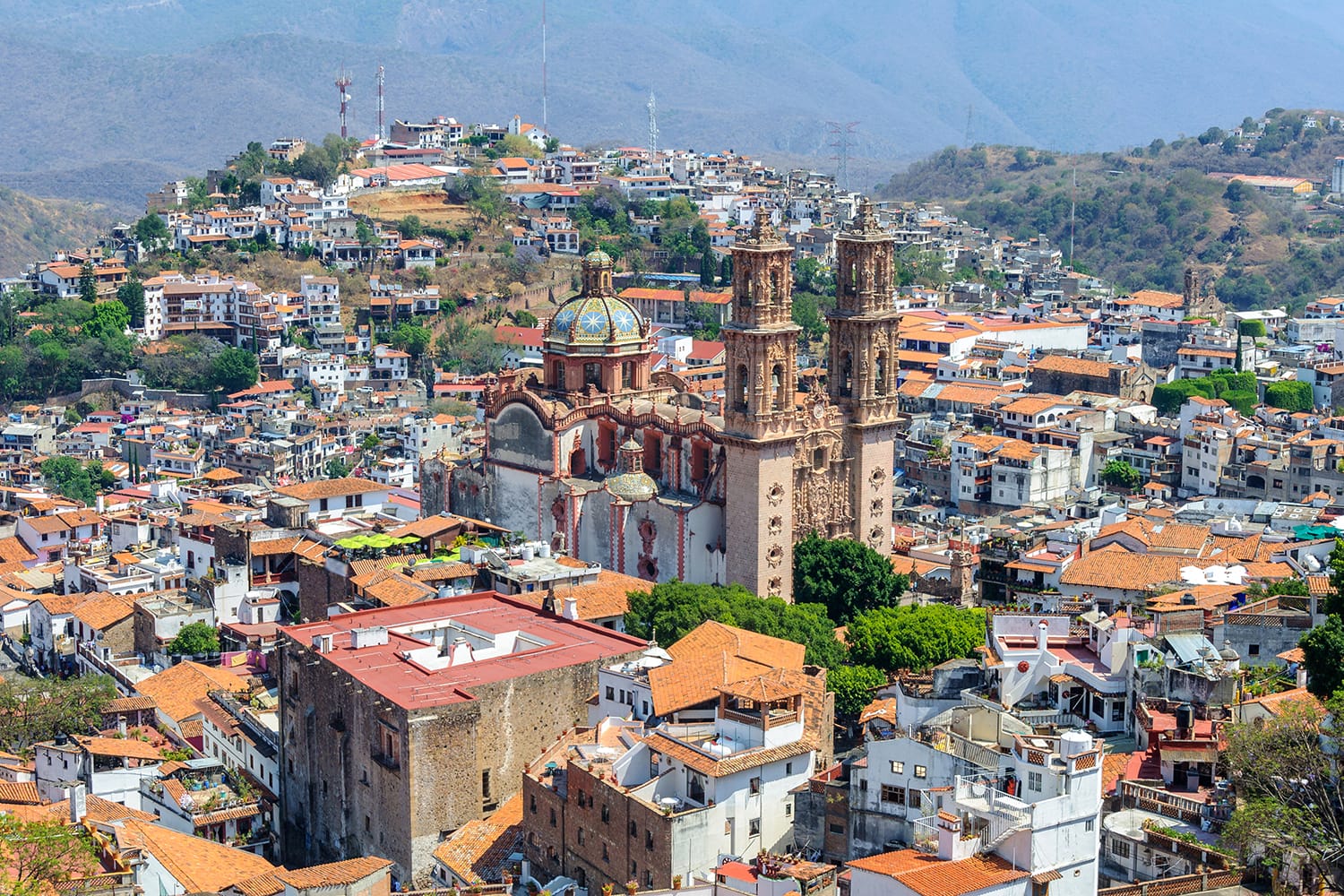 Aerial view of Taxco de Alarcon city, Guerrero, Mexico