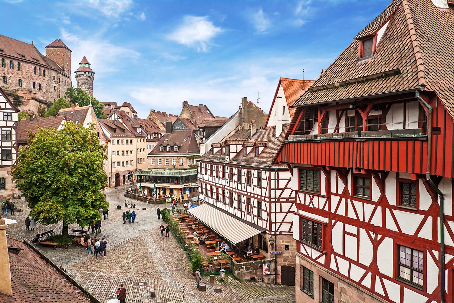 Cityscape of Nuremberg from city wall, Germany