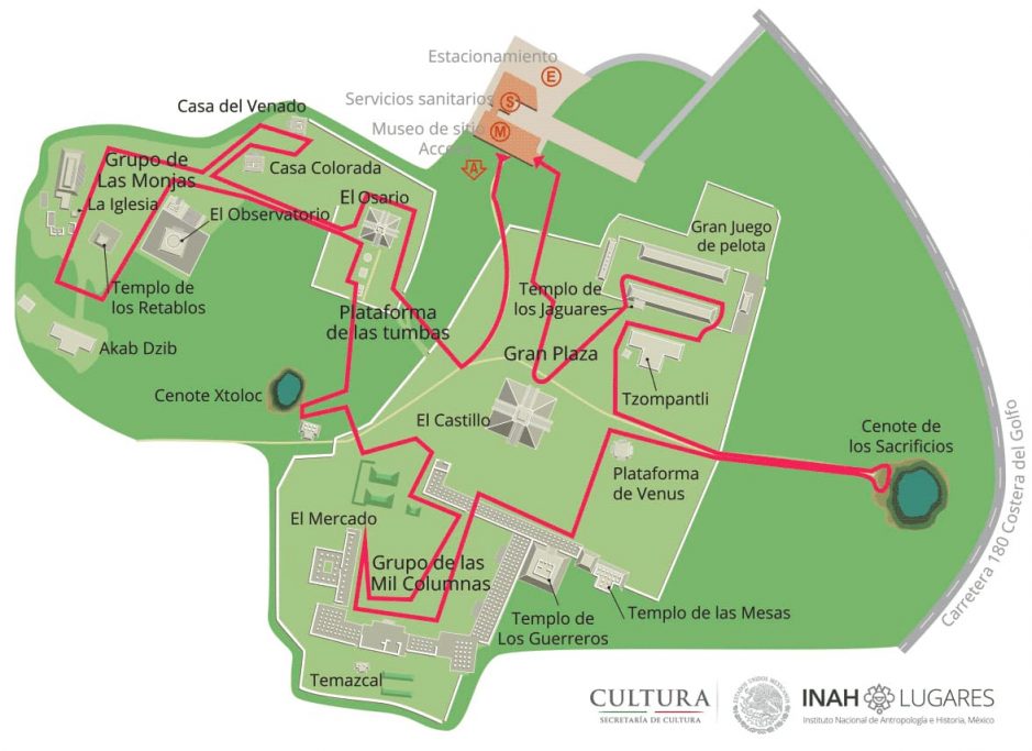 Map of Chichen Itza in Mexico