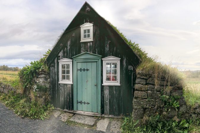 Arbaer Open Air Museum with classic Icelandic Wooden Houses.