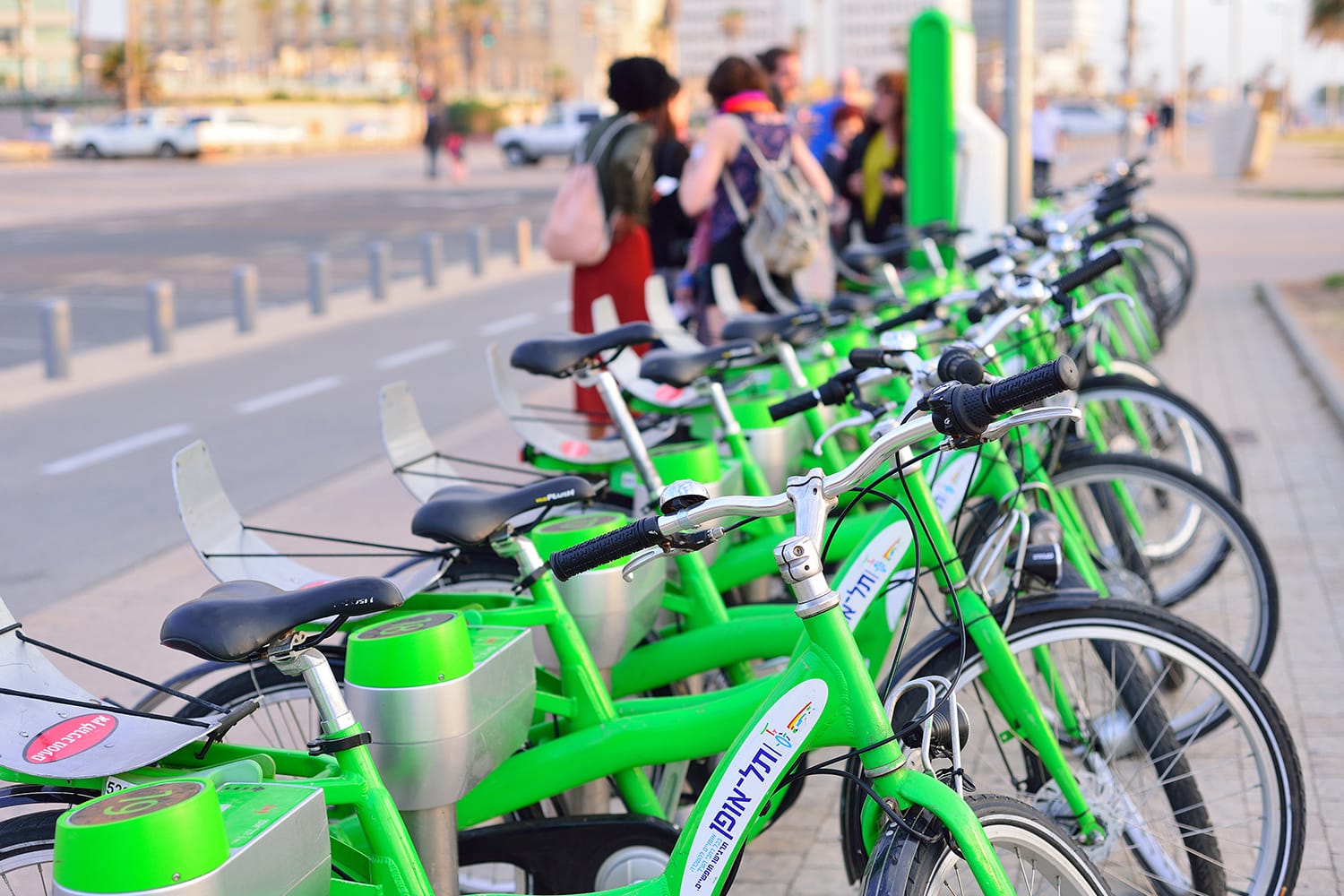 Tel-O-Fun bicycles in center of Tel Aviv, Israel
