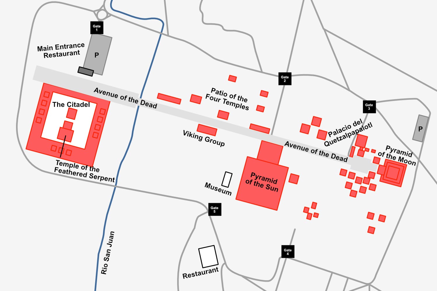 Map of Teotihuacan Pyramids