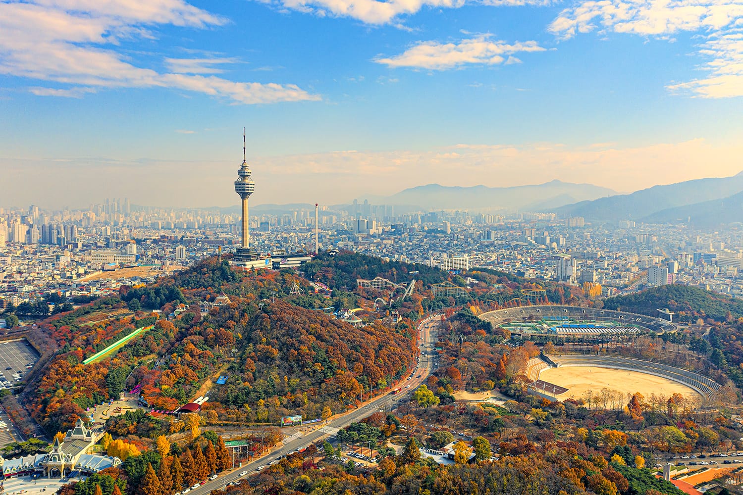 Aerial view of Daegu tower in South Korea