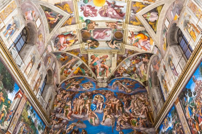 Ceiling of the Sistine chapel in the Vatican museum in Vatican, Rome, Italy