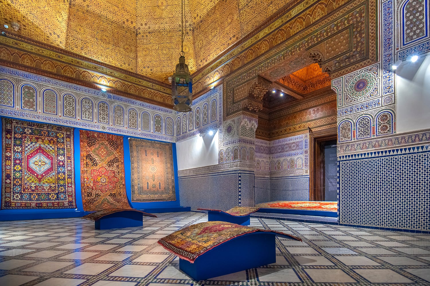 Interior of Dar Si Said - Museum of Moroccan Arts, Crafts, Carpets and Weaving in Marrakech, Morocco