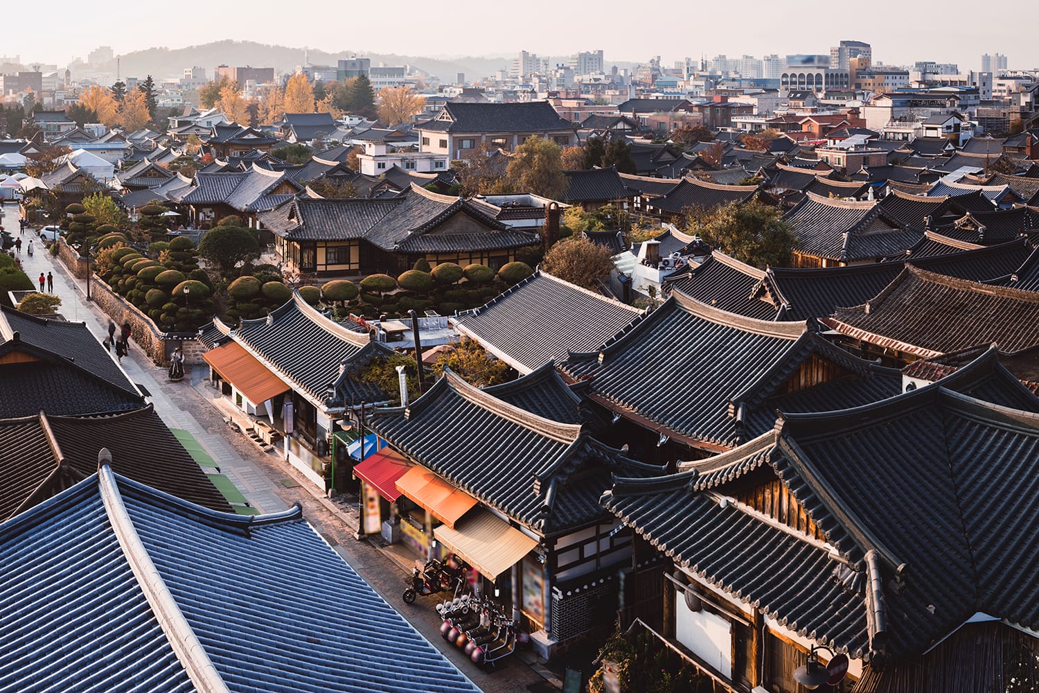 Aerial view of Jeonju Hanok Village, South Korea