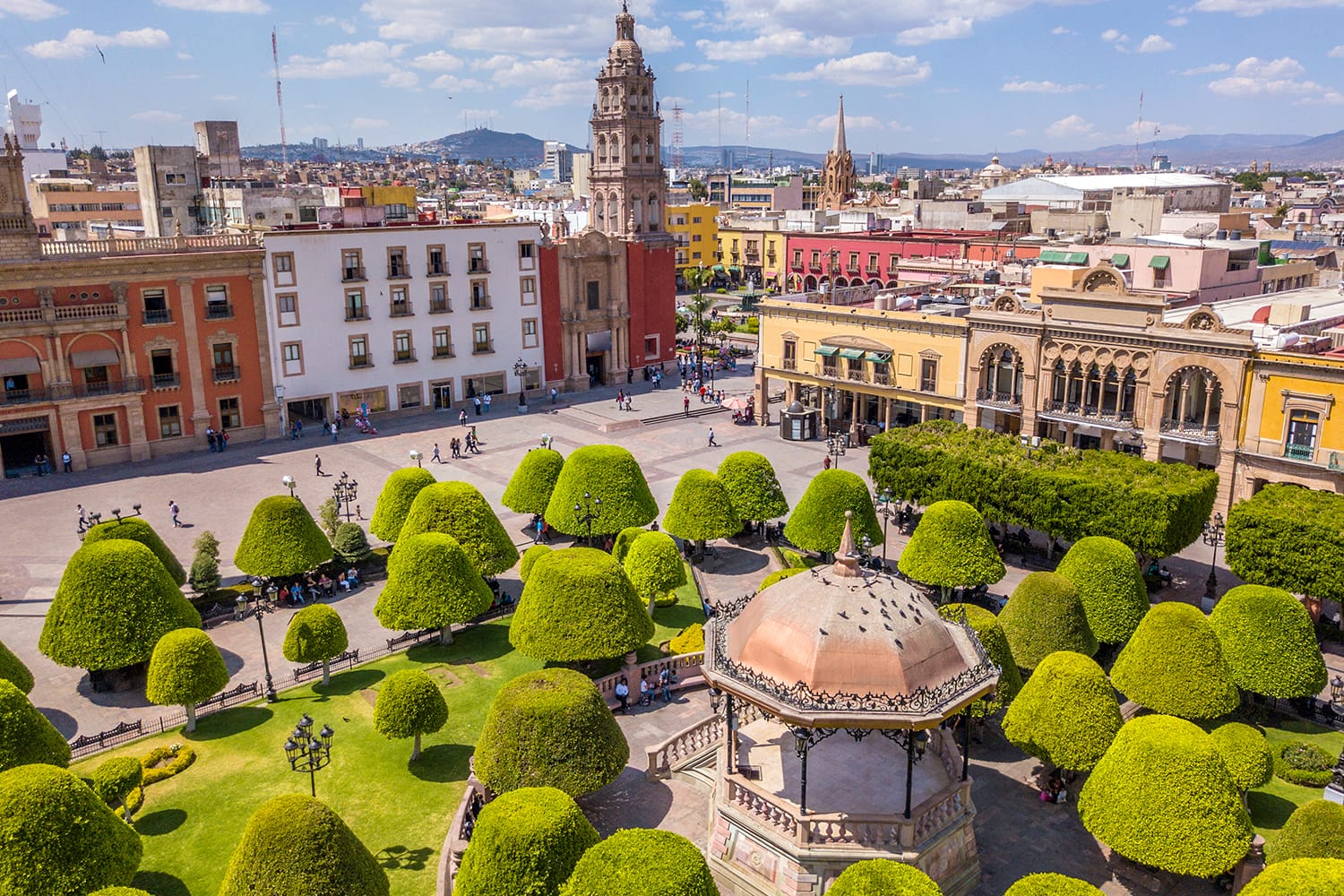Main square in the center of Leon, Guanajuato, Mexico