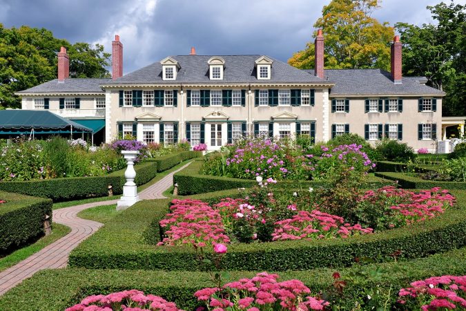 East Front of Hildene, Robert Todd Lincoln's 1905 Georgian Revival Summer home with magnificent formal gardens in Manchester, Vermont, USA