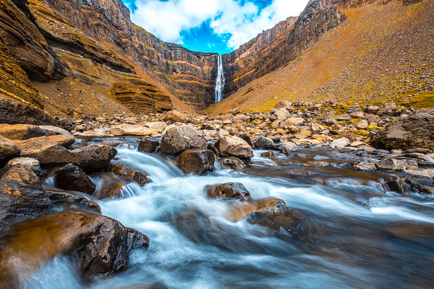 Hengifoss waterfall in Iceland
