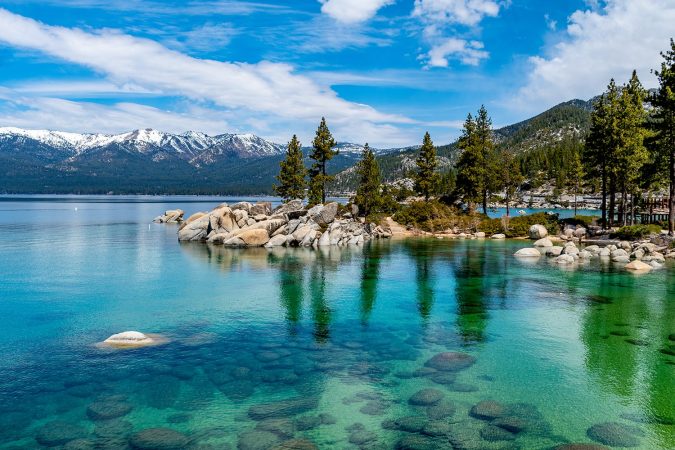 The beautiful crystal clear waters of Lake Tahoe, California, USA