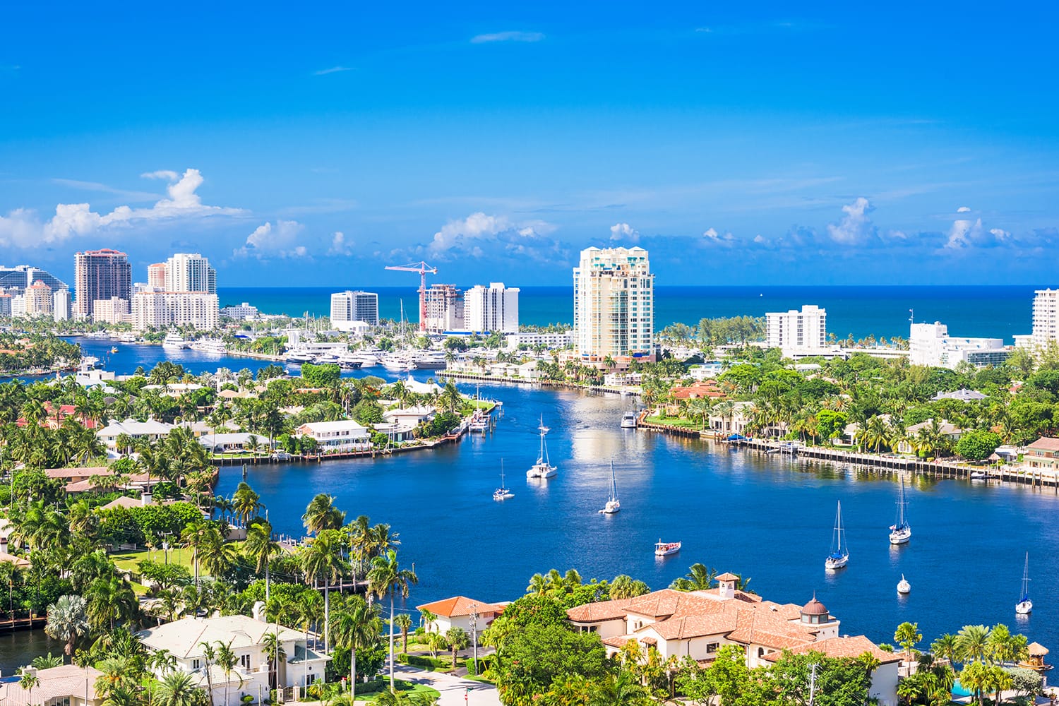 Fort Lauderdale, Florida, USA skyline over Barrier Island