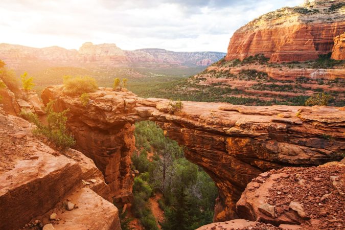Travel in Devil's Bridge Trail, scenic view panoramic landscape, Sedona, Arizona, USA