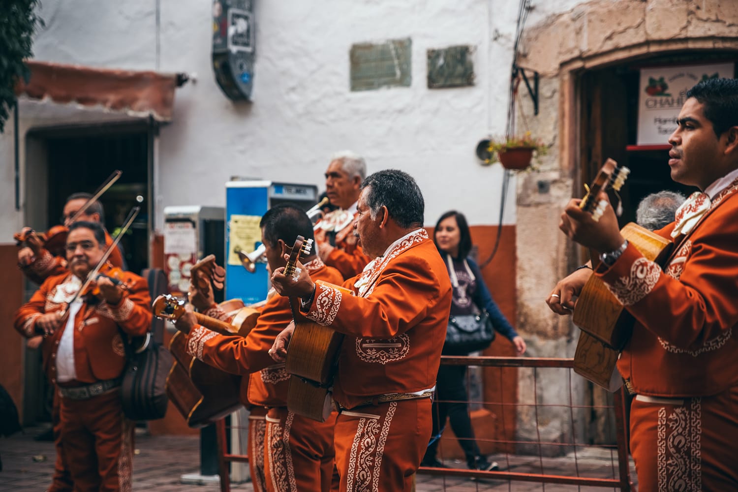 Mariachi band performing on the street in Guanajuato, Mexico