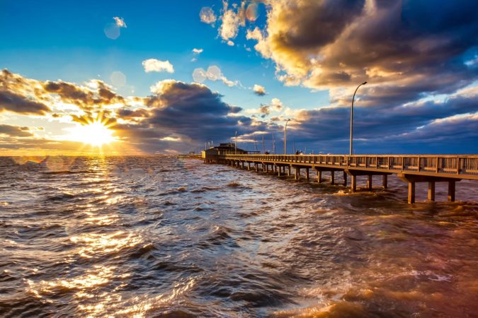 Ocean sunset at Fairhope, Alabama