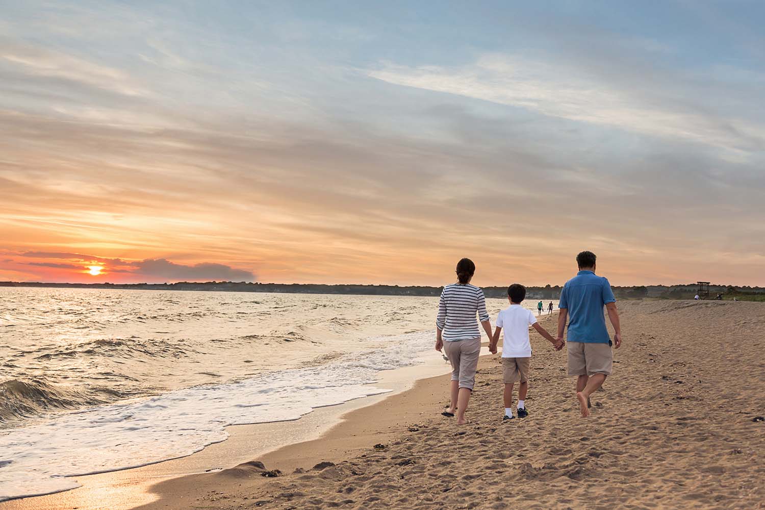 Family at Hammonasset Beach State Park in Connecticut, USA
