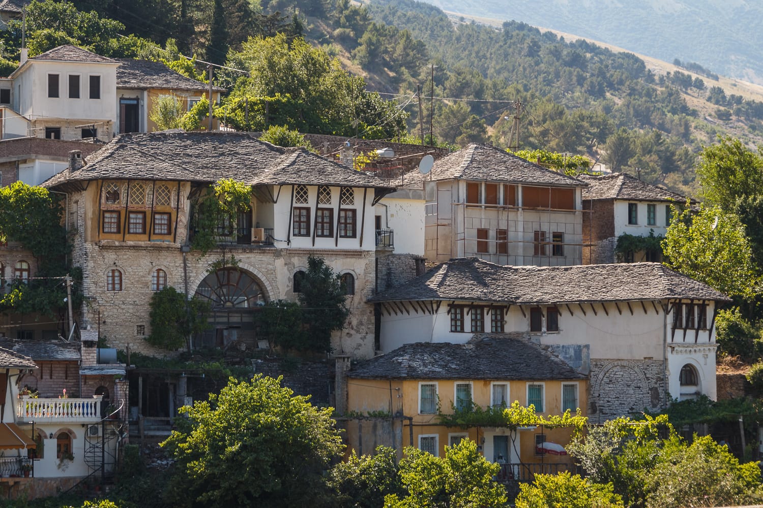 A view to the old city of Gjirokaster, UNESCO heritage, Albania