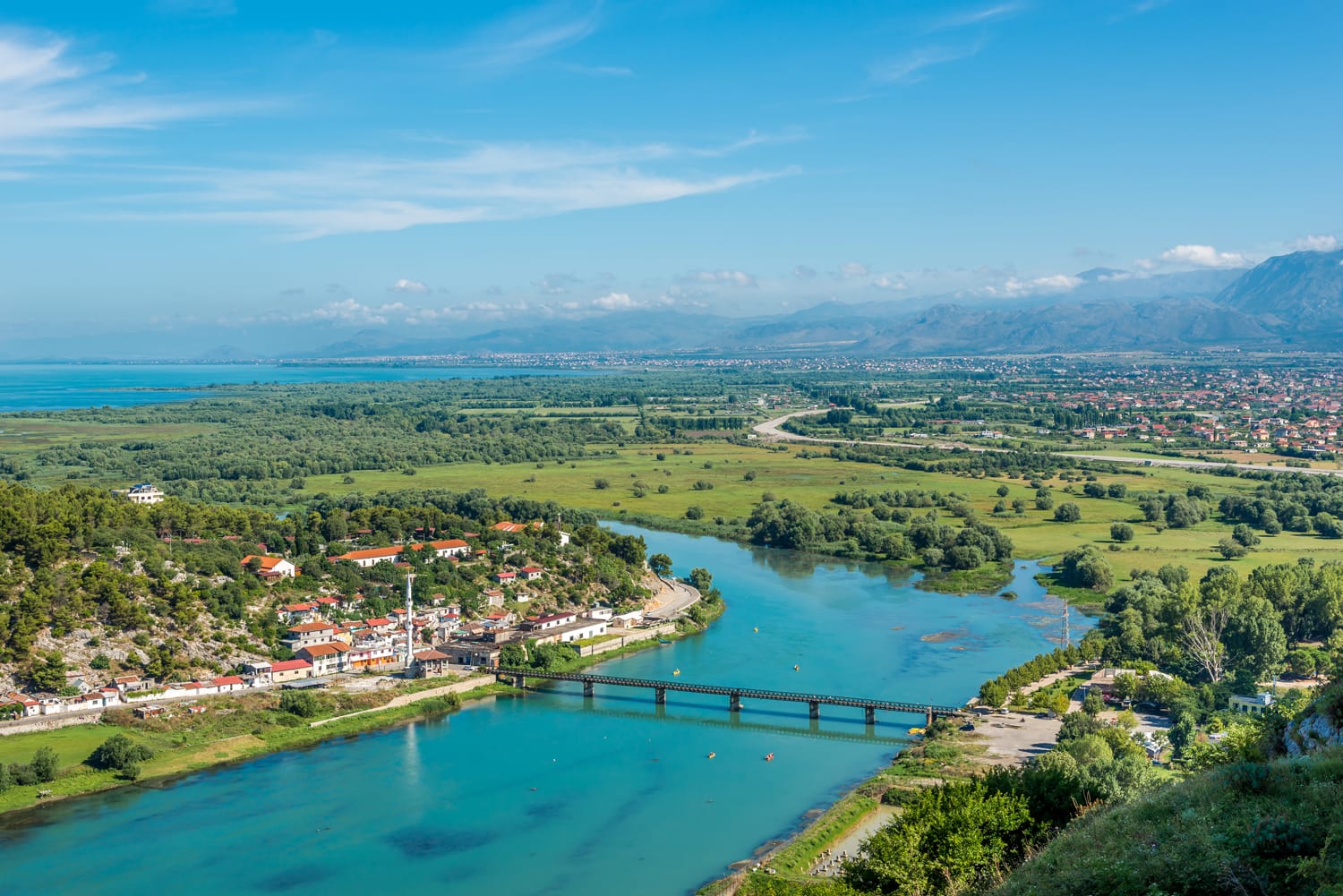 View at river Buna and Shkodra city from Rozafa Castle