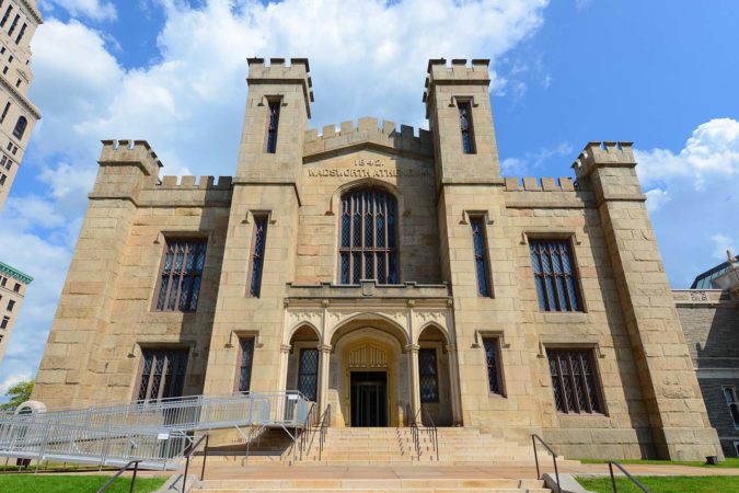 Historic Wadsworth Atheneum Museum of Art in downtown Hartford, Connecticut, USA.